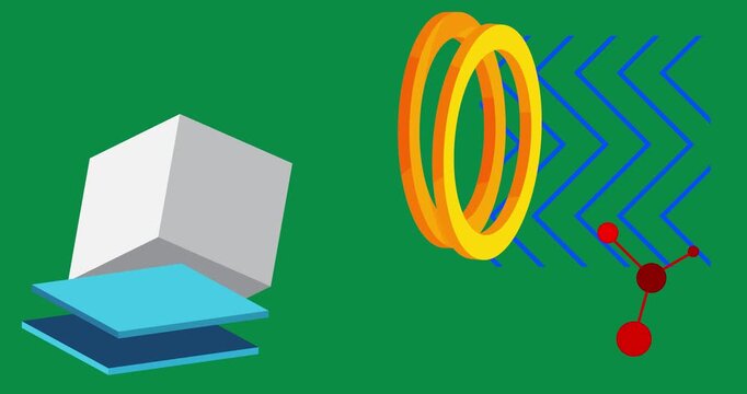 Geometrical graphic retro theme background animation with place for text. Minimal geometric elements frame video. Vintage abstract shapes for advertising.