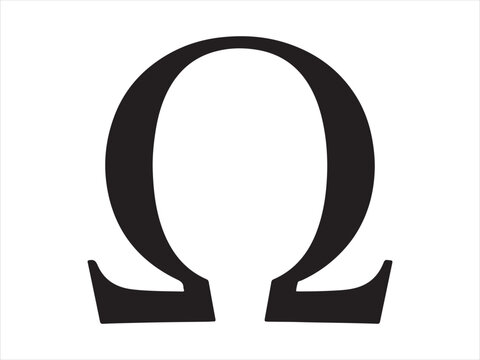 Omega symbol silhouette vector greek letter omega sign isolated on white background