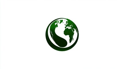 Fototapeta premium Green and White Earth Globe with Curved Lines and Symbols