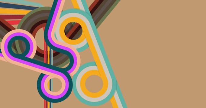 Retro 70s Background animation with Groovy 1970s art video. Minimalistic Vintage design, old-fashioned color artwork.