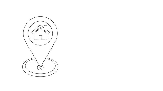 Whiteboard Animation of Home Location Pin Map Icon