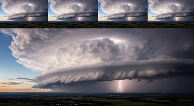Dramatic Supercell Storm Over Plains - A Powerful Weather Phenomenon.