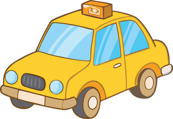 Obraz premium A brightly colored yellow taxi cab illustration with a rooftop sign