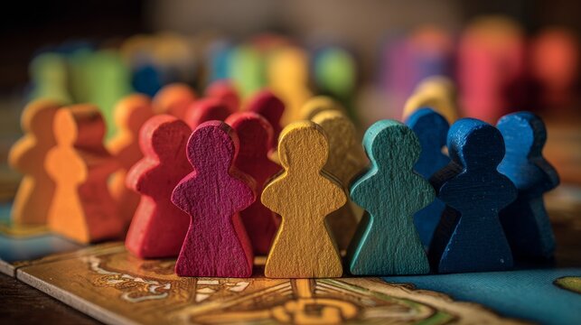 Diverse colorful people connected together symbolizing equality, acceptance, community support, and inclusive culture