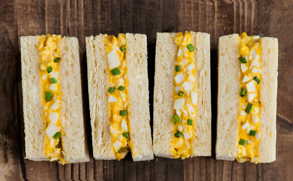 Japanese egg salad sandwich, Tamago sando, top view