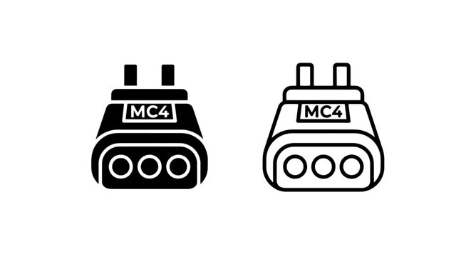 Mc4 connector icon set, solar power industry, electrical connection technology