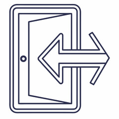 Fototapeta premium Door open with arrows pointing inwards and outwards symbolizing choice entrance or exit access abstract concept
