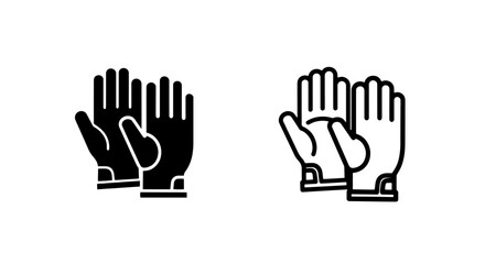 Fototapeta premium Two gloves icon, protective handwear black and white pair, isolated vector