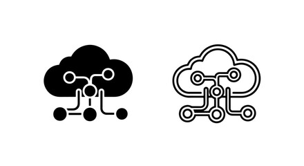 Obraz premium Cloud computing circuit icon, data network technology concept, vector art