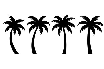 Palm Tree Silhouette Vector Set Isolated on White Background  © Faisal