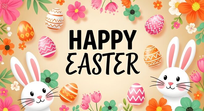 Easter monday wishes and celebrations with easter bunnies and eggs