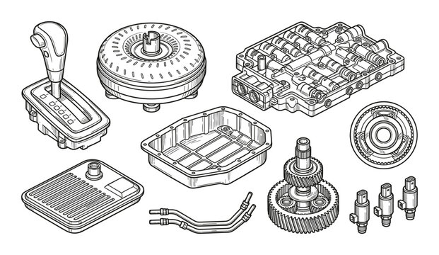Automatic transmission rebuild parts including torque converter valve body gear set and filter vector