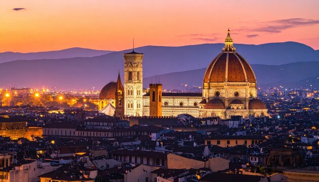 Florence Cathedral and Giotto's Campanile at sunset