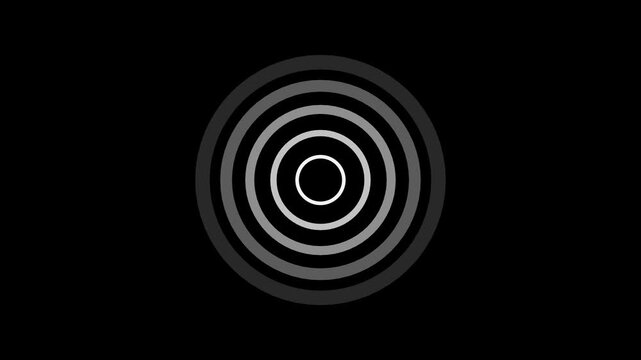  Digital radio wave signal animation. Expanding radio waves technology Digital radio waves white circle diffusion  -4k video. on a black background.