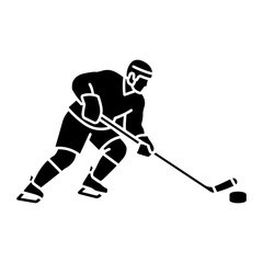 Fototapeta premium Hockey Player Shooting Puck Vector Icon