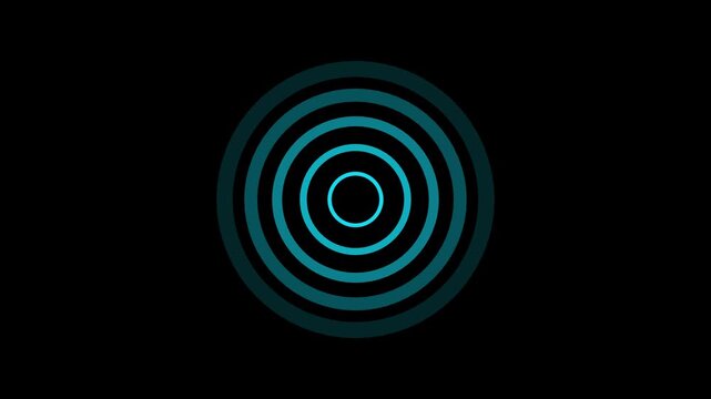 Digital radio wave signal animation. Expanding radio waves technology Digital radio waves white circle diffusion  -4k video. on a black background.