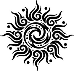 Fototapeta premium Celestial sun with radiant rays mystical solar star