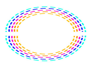 Obraz premium Clean abstract background featuring a colorful dashed circular frame arranged in a vibrant gradient pattern. Minimal and modern composition with a central empty space, perfect for text placement.