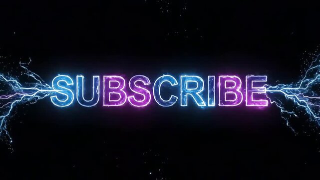 Dynamic Subscribe Button Animation with Electric Neon Glow and Lightning Effects.