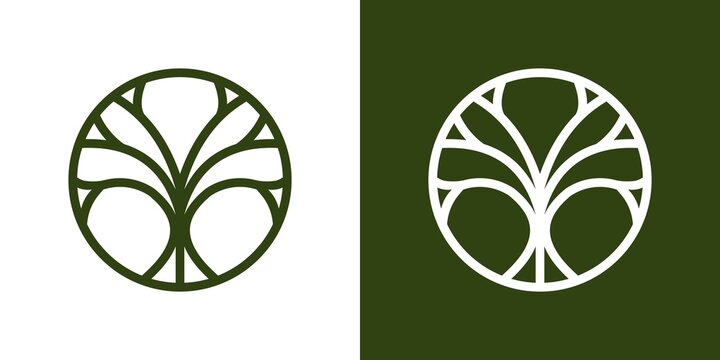 Tree logo icon, Garden plant natural symbols template. Tree of life branch with leaves business sign collection. Vector illustration.