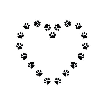dab (23Heart shape made with black paw prints simple vector illustration for pet love animal care and national pet day designeps