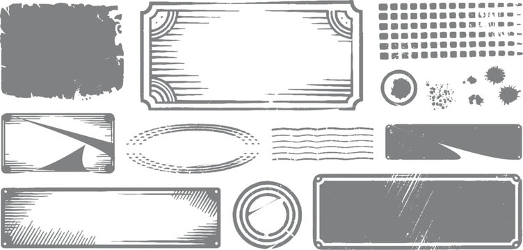 Collection of distressed grey including frames banners and textures
