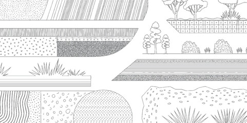 Stylized cross section of earth layers with vegetation and abstract patterns soil © ESIPOOS