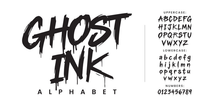 Ghost Ink dripping horror font with liquid ink splash and creepy blood style for halloween mystery movie poster