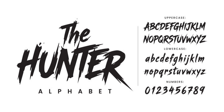 The Hunter aggressive brush font with rough texture and bold dry stroke style for sport movie poster branding logo