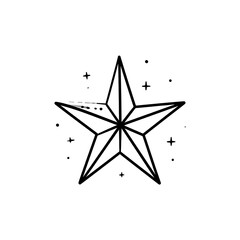 Obraz premium Black and white outlined star with additional tiny star-like graphics