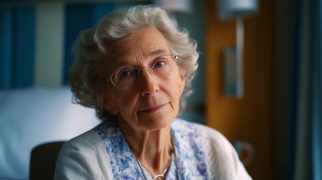 An elderly woman's poignant gaze reflects a lifetime of stories and experiences, capturing the essence of wisdom and resilience in a serene environment