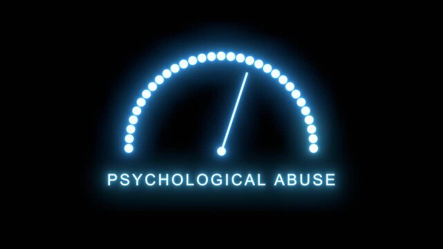Psychological abuse meter showing big levels. Dangerously increasing values, critical overload. Too much, off the charts. Social trolling and hate. Mental health awareness.