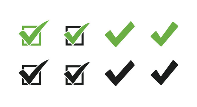 Checkmarks and checkboxes in green and black