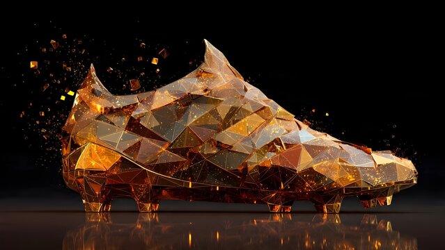 Abstract Cartoon Illustration of Soccer Boot with Broken Element Effect, Football Cleat Exploding with Dynamic Power, Sports Action Graphic Asset, Modern Athletic Performance Design