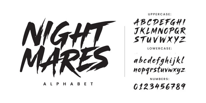Night Mares scary horror brush font with sharp strokes and spooky handwritten style for halloween party flyer design
