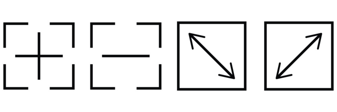 Fullscreen zoom in zoom out icons vector. EPS10