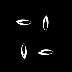 Obraz premium Set of Abstract White Minimalist Geometric Shapes on Black Background
