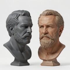 Obraz premium Realistic 3D Rendered Male Bust Sculpture with Detailed Beard and Hair