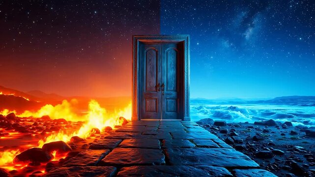 split door to fire and ice worlds