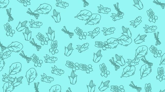 Perfect for kitchen decor, food packaging or wallpaper design. Colorful fruits and veggies create a fun and fresh pattern.