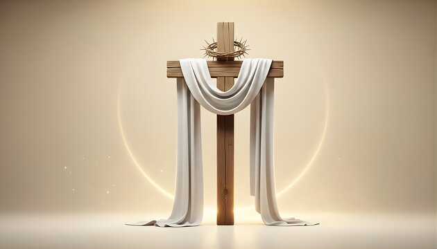 The Holy Cross with Crown of Thorns and Shroud Symbolizing Resurrection.