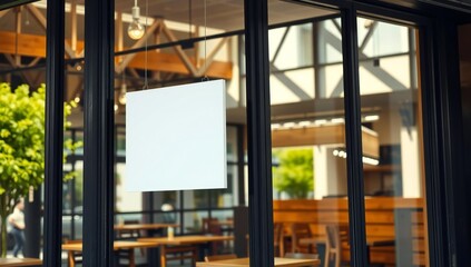 Fototapeta premium Modern cafe interior with blank sign