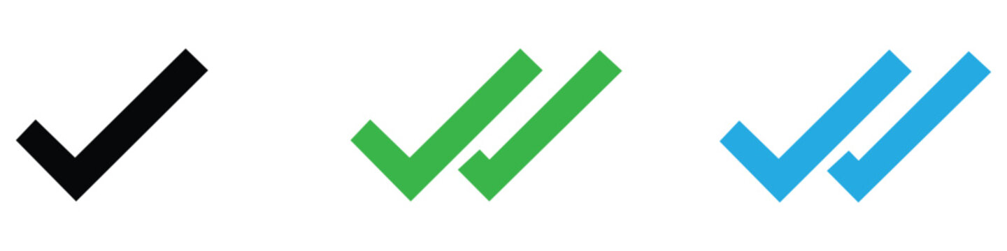 Colorful checkmark icons in black, green, and blue on white background