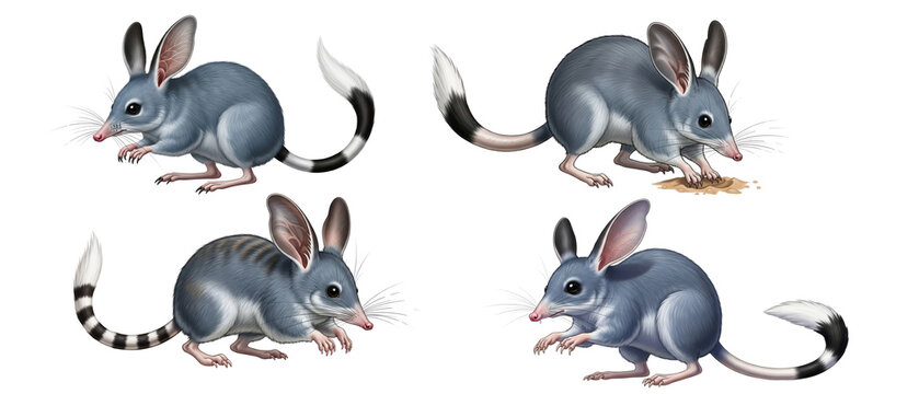 Illustration of Four Bilbies in Different Poses.