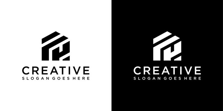  FH or HF initial letter logo design vector