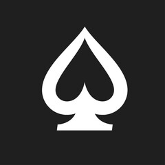 Fototapeta premium White Spade Playing Card Symbol on Black Background