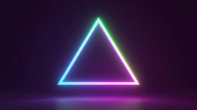 Neon triangle glowing in the dark.