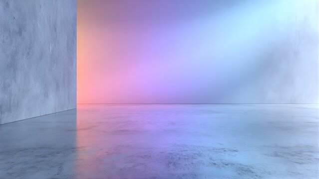 Abstract Futuristic Interior with Colorful Light Reflections.