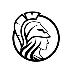 Fototapeta premium Greek Spartan Woman Warrior Helmet Profile Icon Logo