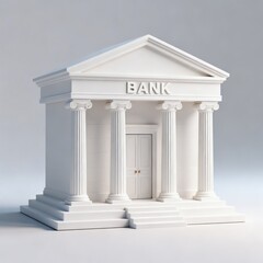 Obraz premium Minimalist White Bank Building with Columns